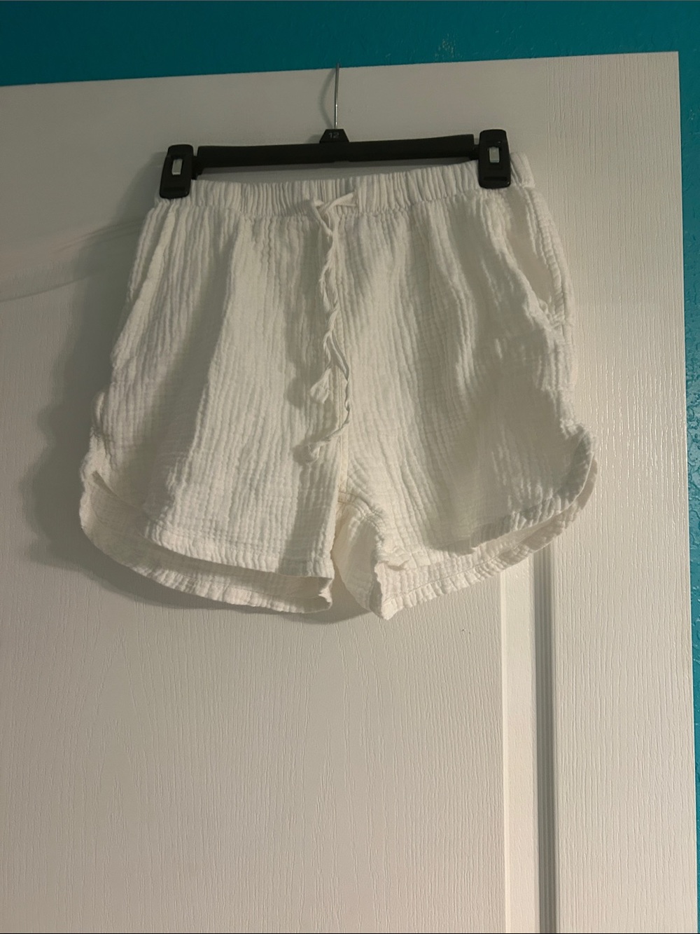 stars above White Gauze Athletic Drawstring Shorts